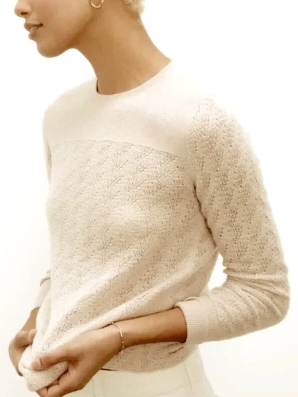 Club Monaco Light Beige Crewneck Sweater